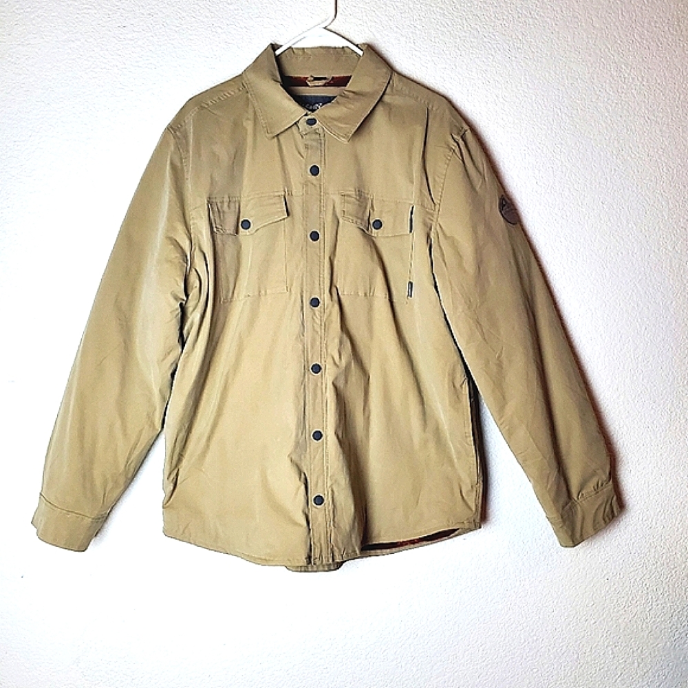 Eddie Bauer Tan Fleece Lined Snap Button Jacket Sz Large